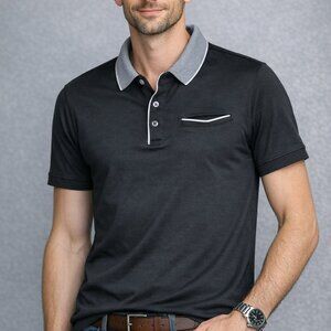 Banana Republic Slim Fit Dress Polo Shirt Black Gray Collar Men’s MEDIUM